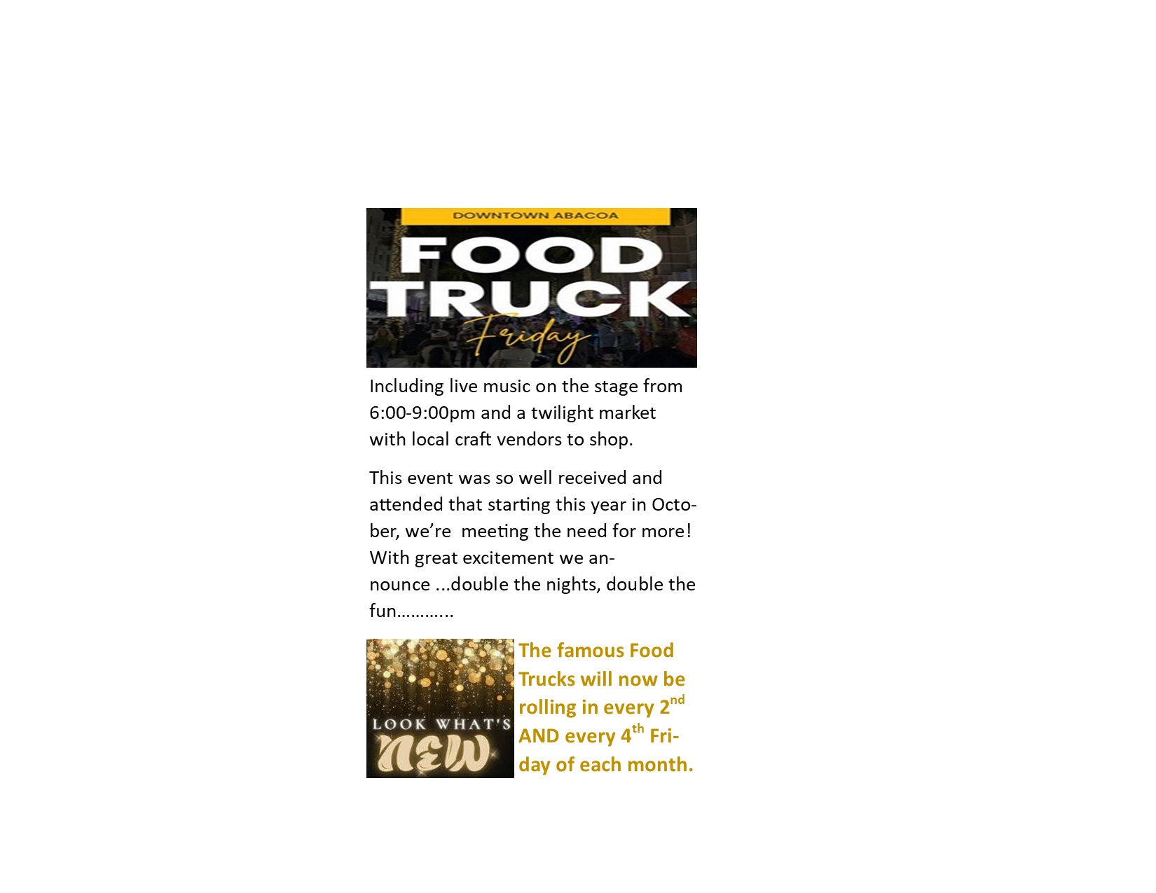 Abacoa POA Food Truck Fridays NOW 2nd AND 4th FRIDAY each month!